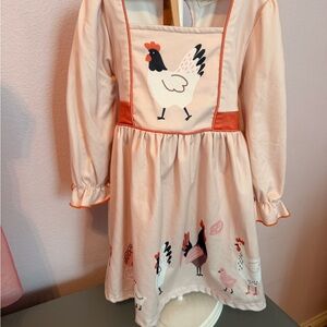Marie Nicole Light Pink Girls Dress with chickens